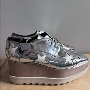 Stella McCartney Silver Leather Platform Star Sneakers